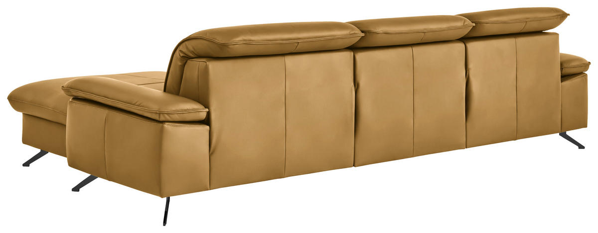 ECKSOFA  Echtleder Currygelb  - Currygelb/Schwarz, Design, Leder/Metall (307/169cm) - Beldomo Premium