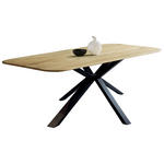ESSTISCH Eiche massiv rechteckig Schwarz, Eichefarben  - Eichefarben/Schwarz, LIFESTYLE, Holz/Metall (200/100/75cm) - Linea Natura