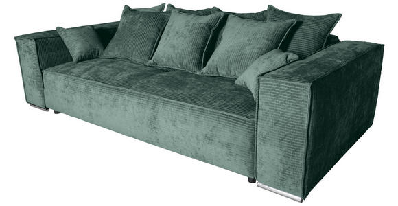BIGSOFA in Flachgewebe Grün  - Chromfarben/Grün, KONVENTIONELL, Textil/Metall (256/68/122cm) - Carryhome