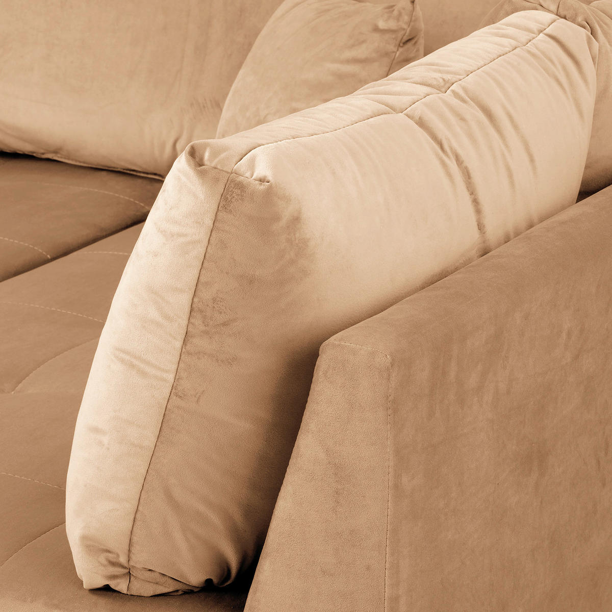 ECKSOFA Ariella in Samt Braun  231/161 cm  - Naturfarben/Braun, Design, Holz/Textil (231/161cm) - Livetastic