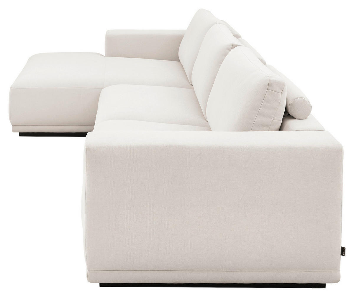 ECKSOFA Ottomane links, Eckteil  Weiß Chenille  - Schwarz/Weiß, Design, Kunststoff/Textil (166/316cm) - Musterring