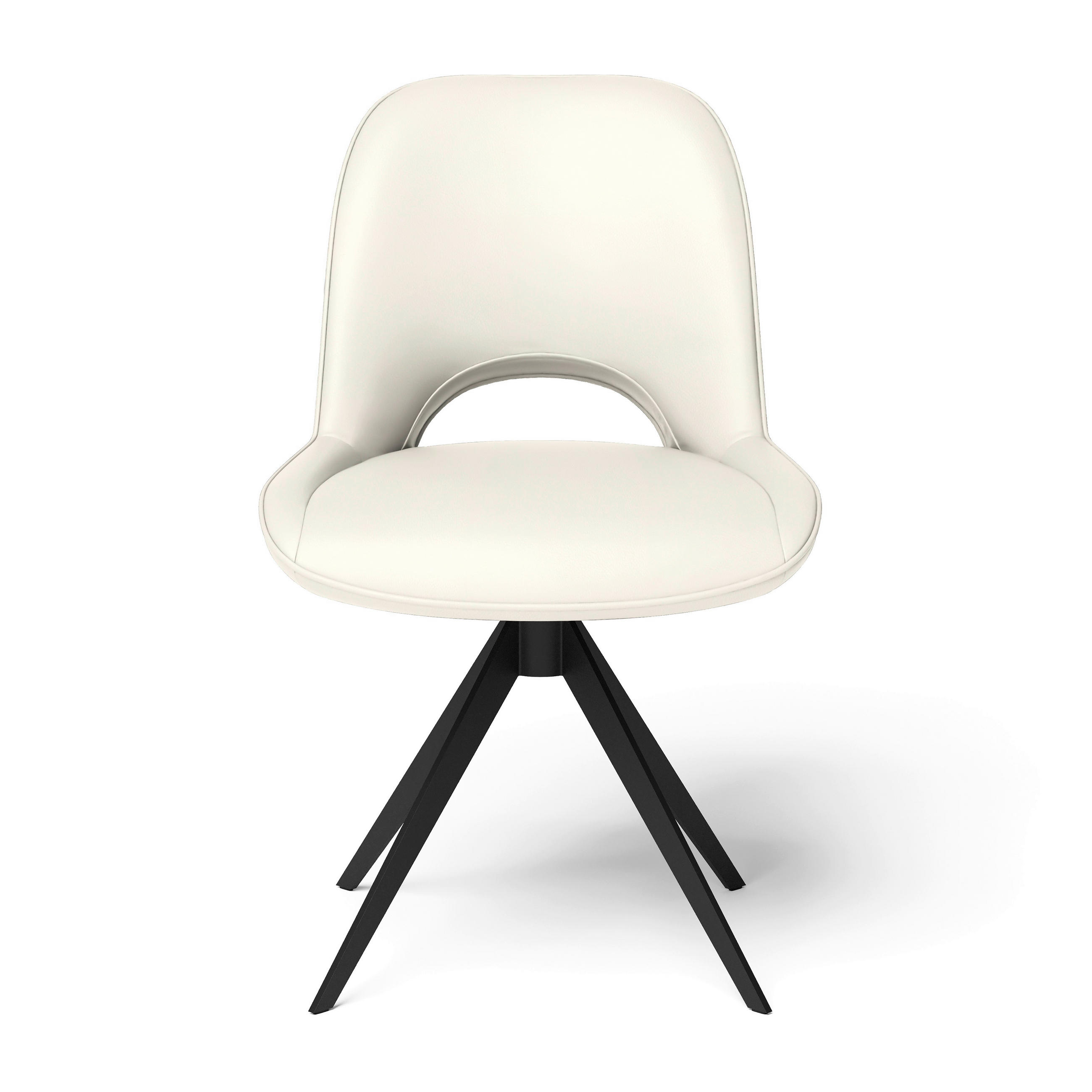 STUHL Echtleder Creme  - Creme/Schwarz, Design, Leder/Metall (53/86/61cm) - Joop!