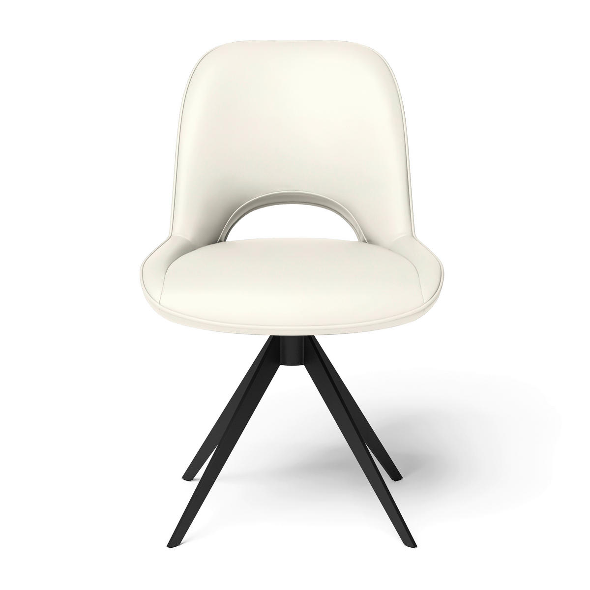 STUHL Stahl Echtleder pigmentiert  - Creme/Schwarz, Design, Leder/Metall (53/86/61cm) - Joop!