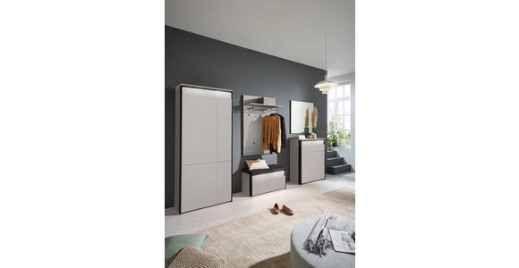 GARDEROBE 5-teilig in 266/200/38 cm - Beige/Schwarz, KONVENTIONELL, Glas/Holzwerkstoff (266/200/38cm) - Voleo