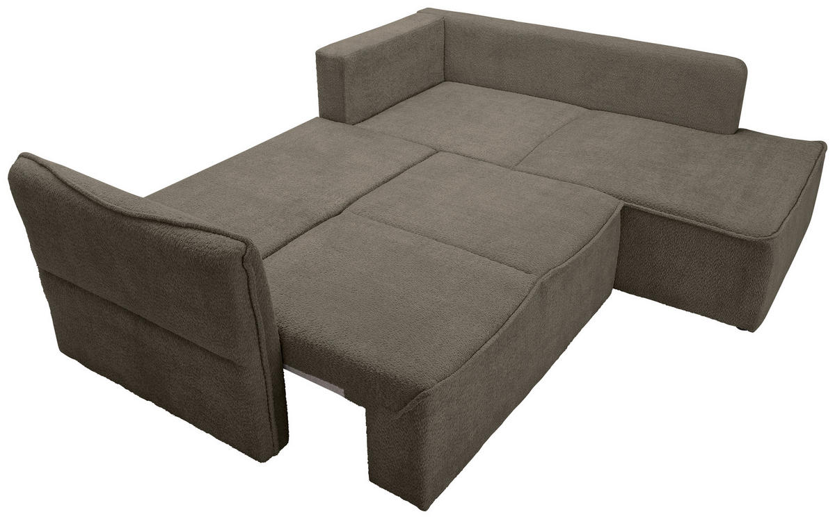 ECKSOFA in Chenille Taupe  - Taupe/Schwarz, Konventionell, Kunststoff/Textil (233/193cm) - Carryhome