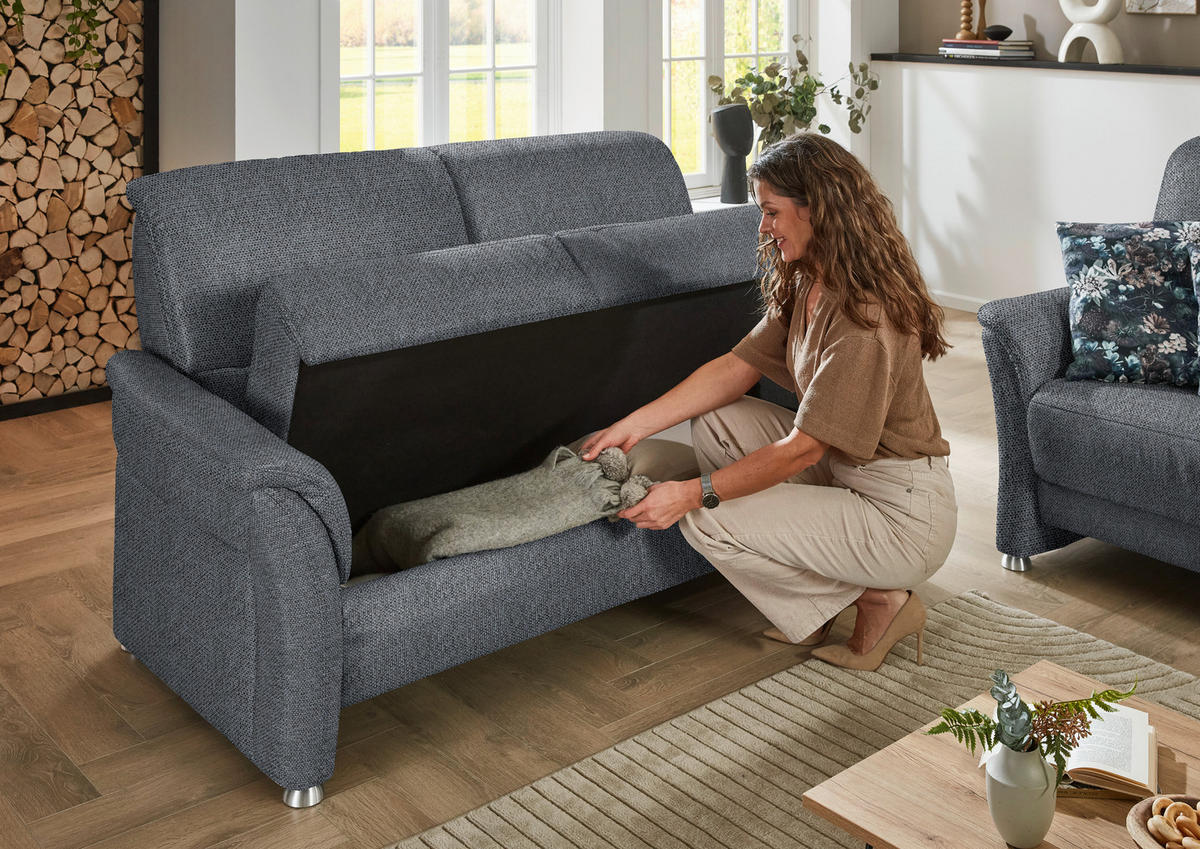 2,5-SITZER Flachgewebe Anthrazit  - Anthrazit/Alufarben, Konventionell, Textil/Metall (172/96/93cm) - Beldomo Premium