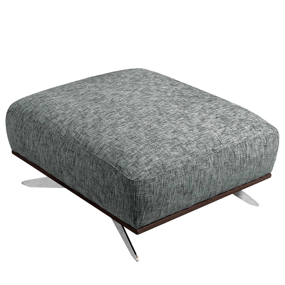 HOCKER PORTLAND Struktur Anthrazit  - Chromfarben/Dunkelbraun, Design, Holz/Textil (95/46/80cm) - Livetastic