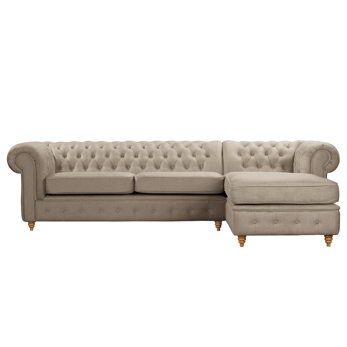 ECKSOFA Laura in Mikrofaser Taupe  284/182 cm  - Taupe/Braun, Design, Holz/Textil (284/182cm) - P & B