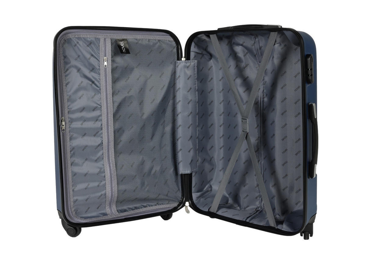 REISEKOFFERSET Dunkelblau, Schwarz 3-teilig  - Schwarz/Dunkelblau, KONVENTIONELL, Kunststoff/Textil - Novel