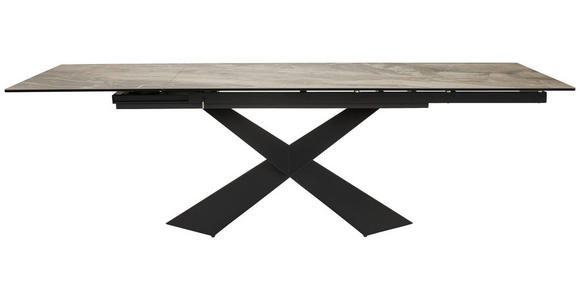 ESSTISCH in Metall, Glas, Keramik 180-250/98/77 cm  - Beige/Schwarz, Design, Glas/Keramik (180-250/98/77cm) - Belluti