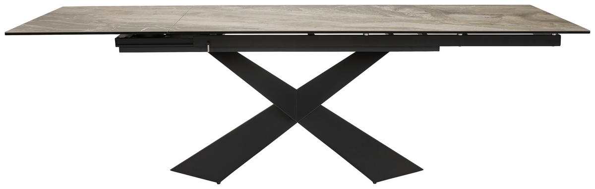 ESSTISCH in Metall, Glas, Keramik 180-250/98/77 cm  - Beige/Schwarz, Design, Glas/Keramik (180-250/98/77cm) - Emilio Belluti