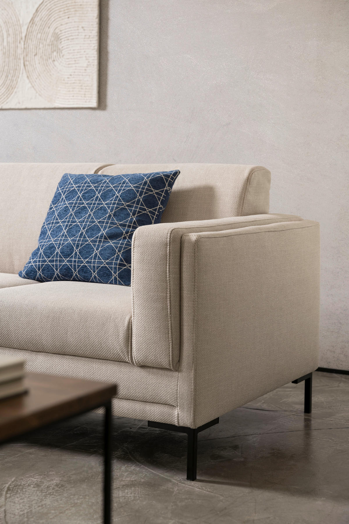 ECKSOFA in Webstoff Beige  214/146 cm  - Beige/Schwarz, Design, Textil/Metall (214/146cm) - LOOKS by W.Joop