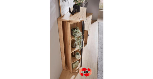 HIGHBOARD 95,1/140,9/40,2 cm  - Schwarz/Eiche Artisan, KONVENTIONELL, Glas/Holzwerkstoff (95,1/140,9/40,2cm) - Cantus