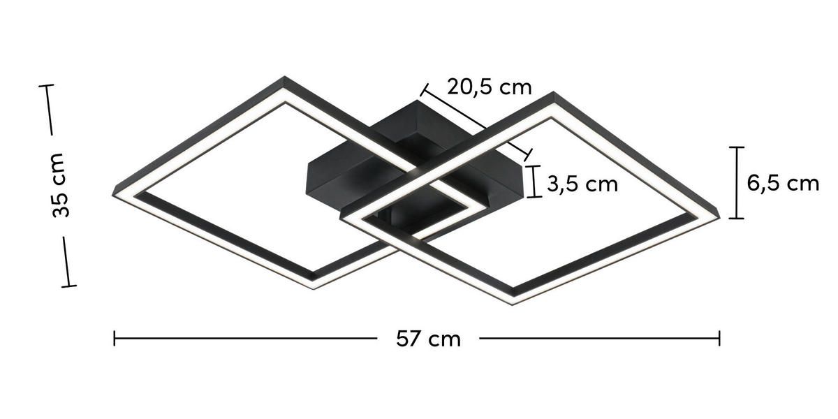 PLAFONIERĂ CU LED - negru, Trend, plastic/metal (57/35/6,5cm) - Boxxx
