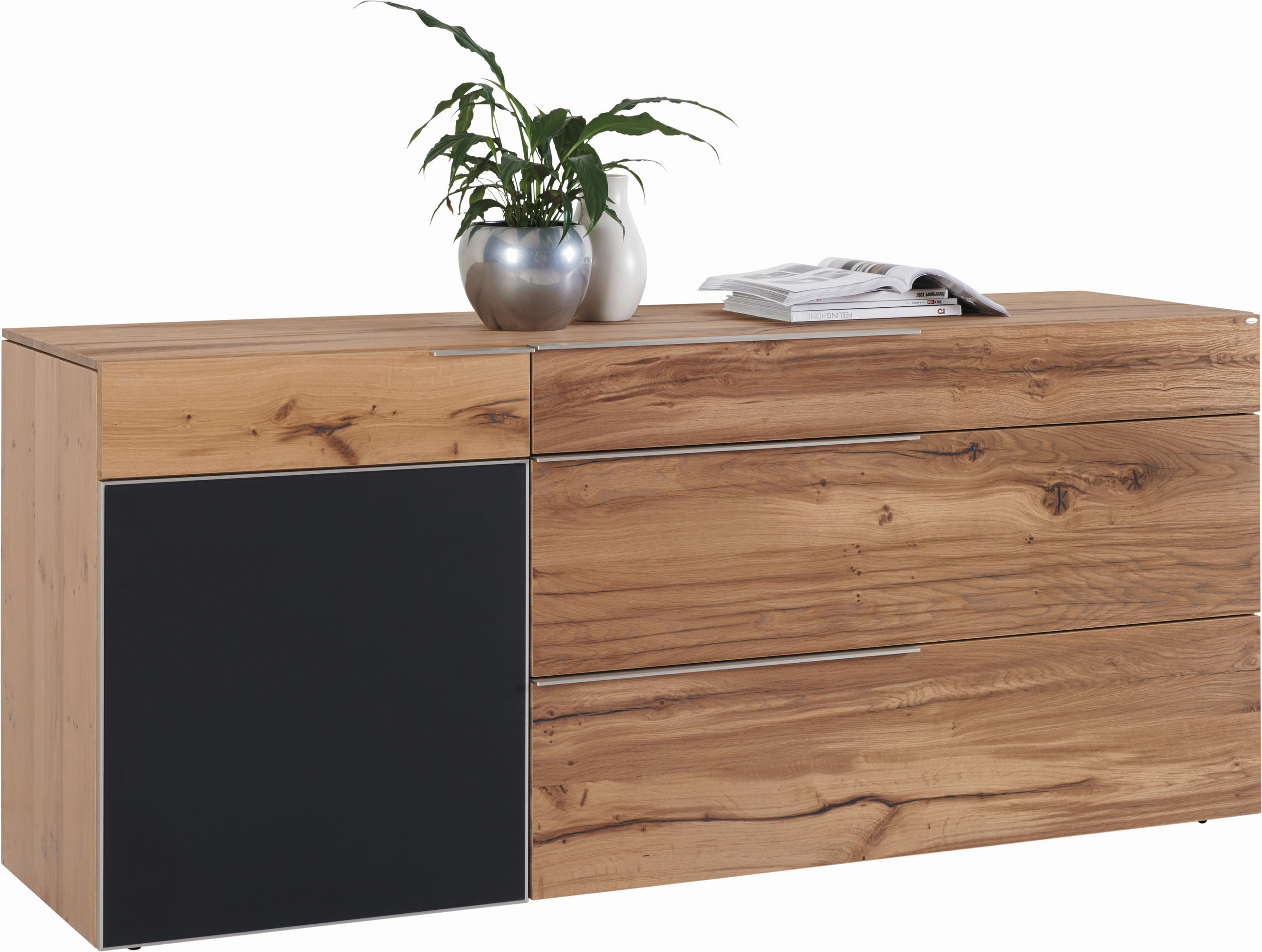 SIDEBOARD  in 192/82/51,6 cm  - Eichefarben/Anthrazit, Natur, Glas/Holz (192/82/51,6cm) - Voglauer