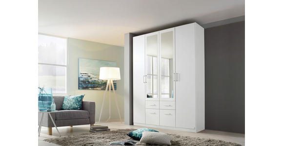 DREHTÜRENSCHRANK 4-türig Weiß  - Alufarben/Weiß, Basics, Holzwerkstoff/Kunststoff (181/229/54cm) - Xora