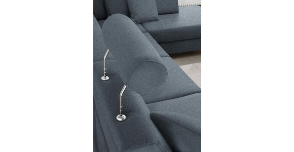 WOHNLANDSCHAFT in Webstoff Blaugrau - Blaugrau/Schwarz, Design, Holz/Textil (165/296/198cm) - Xora