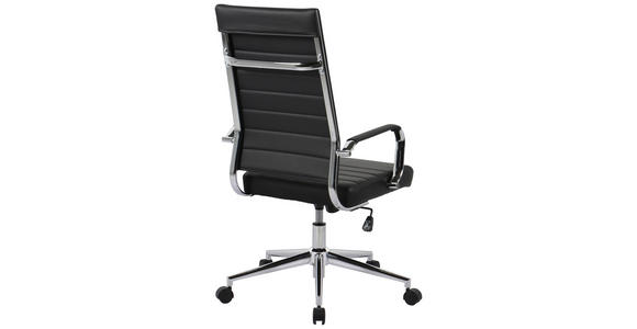 DREHSTUHL Schwarz, Chromfarben - Chromfarben/Schwarz, KONVENTIONELL, Leder/Kunststoff (63,5/103/112.5/55,5cm) - Venda