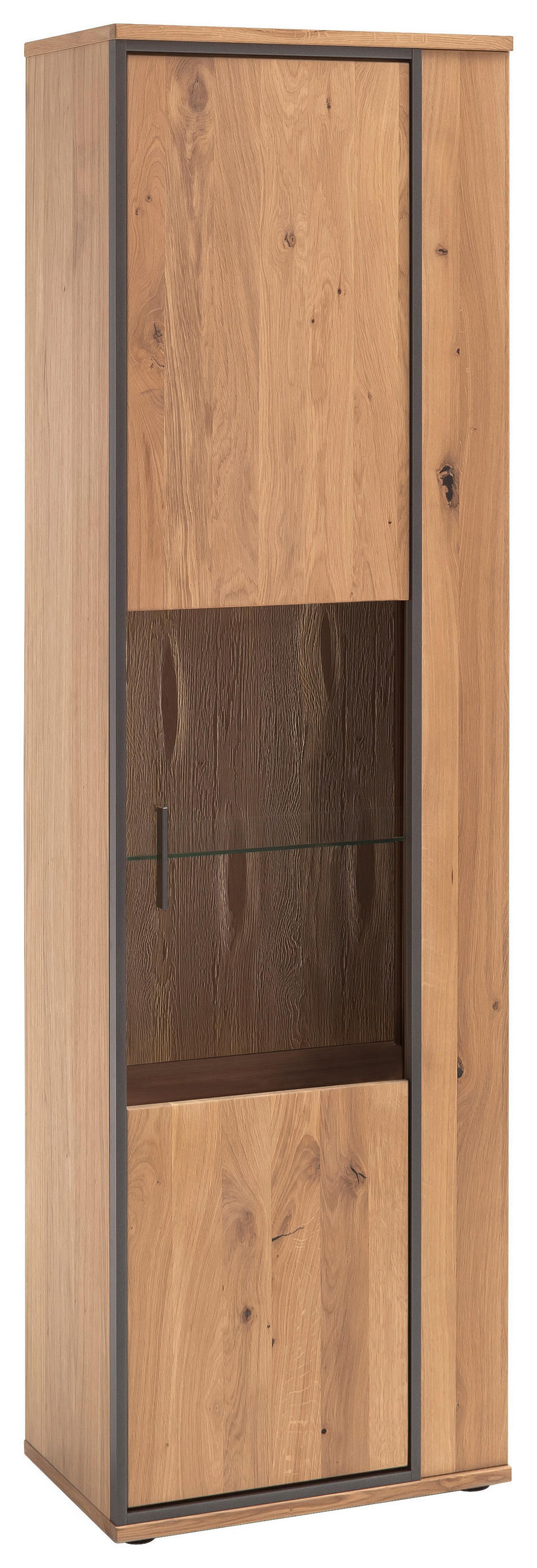 VITRINE in furniert, massiv Asteiche Eichefarben, Anthrazit  - Eichefarben/Anthrazit, KONVENTIONELL, Glas/Holz (60/209/37cm) - Landscape