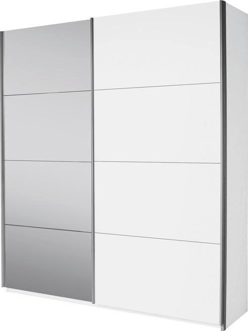 SCHWEBETÜRENSCHRANK 2-türig Weiß  - Alufarben/Weiß, Design, Glas/Holzwerkstoff (181/210/62cm) - Carryhome