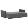 SCHLAFSOFA Plüsch Grau  inkl. Zierkissen, Rückenkissen, Bettkasten, Schlaffunktion, Rücken echt, Liegefläche im Originalstoff  - Schwarz/Grau, KONVENTIONELL, Kunststoff/Textil (200/73/105cm) - Carryhome