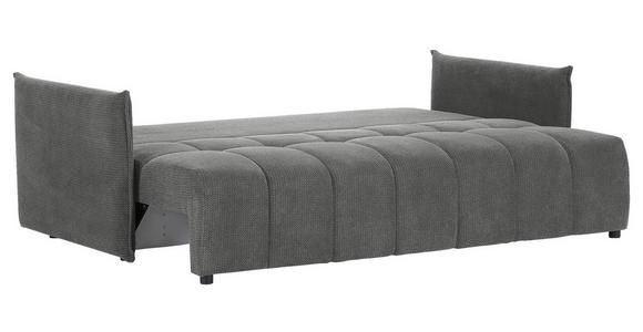 SCHLAFSOFA Plüsch Grau  inkl. Zierkissen, Rückenkissen, Bettkasten, Schlaffunktion, Rücken echt, Liegefläche im Originalstoff  - Schwarz/Grau, KONVENTIONELL, Kunststoff/Textil (200/73/105cm) - Carryhome