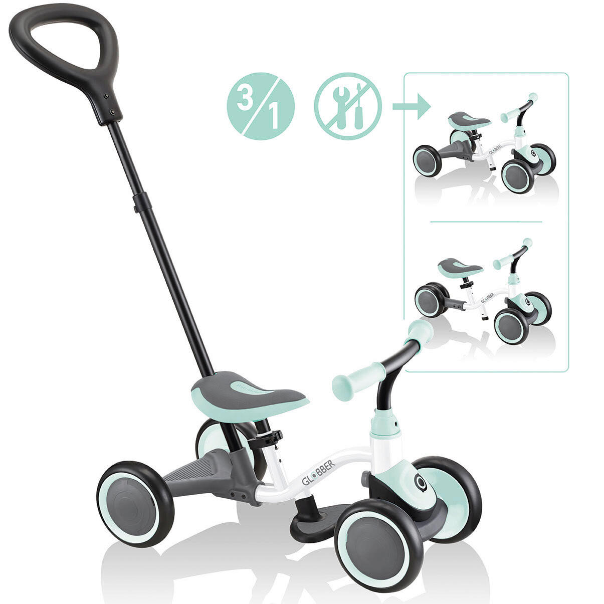 LAUFRAD LEARNING BIKE 3IN1  - Weiß/Mintgrün, LIFESTYLE, Kunststoff (75/31/93cm) - GLOBBER