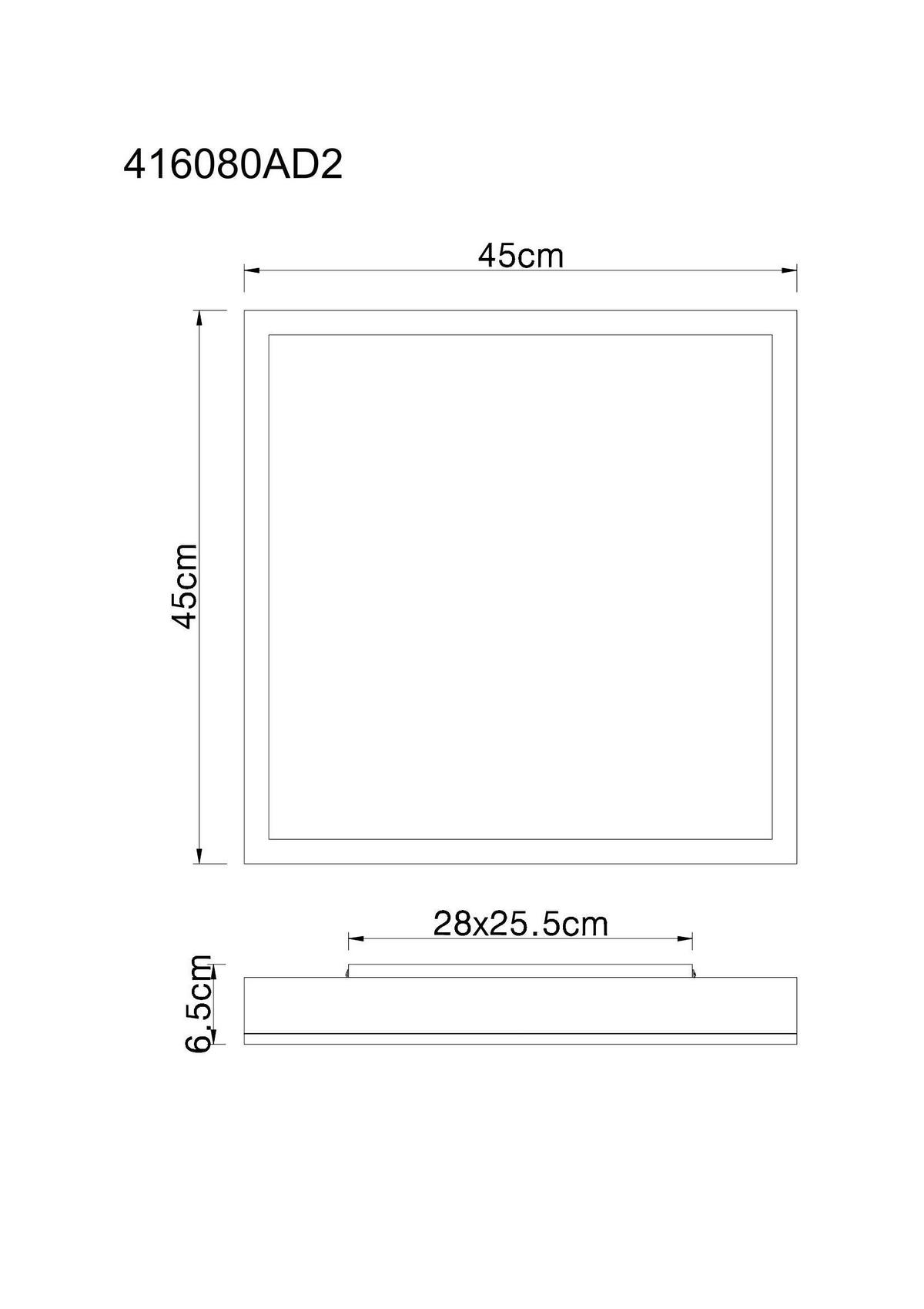 LED-TAKLAMPA DORO 45/45/6,5 cm  - vit/mörkgrå, Klassisk, metall/plast (45/45/6,5cm) - Globo