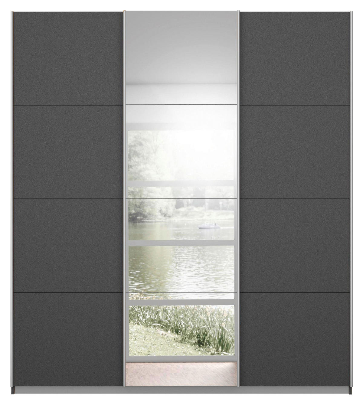 SCHWEBETÜRENSCHRANK 203/229/62 cm 3-türig Grau  - Alufarben/Grau, MODERN, Holzwerkstoff/Metall (203/229/62cm) - Luca Bessoni