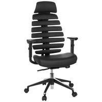 SNURRSTOL  i läderimitation svart  - aluminiumfärg/svart, Modern, metall/läder (65/131/53cm) - MID.YOU