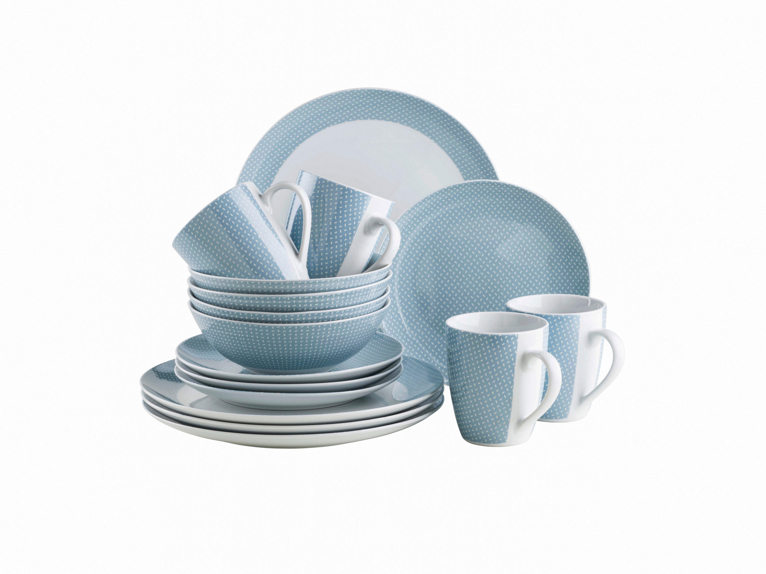 KOMBISERVICE Pastellblau Kitchen Time 16-teilig 4 Personen  - Pastellblau, Basics, Keramik - Mäser