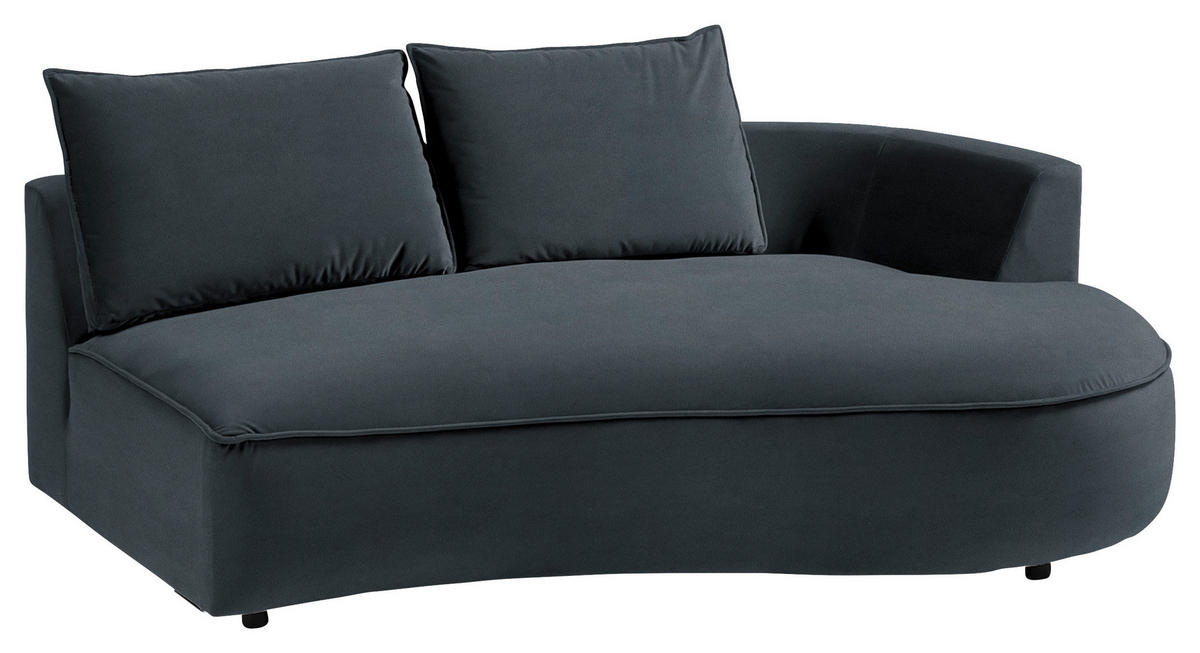 BIGSOFA Samt Grau, Grün  - Schwarz/Grau, Design, Kunststoff/Textil (154/82/322cm) - home24