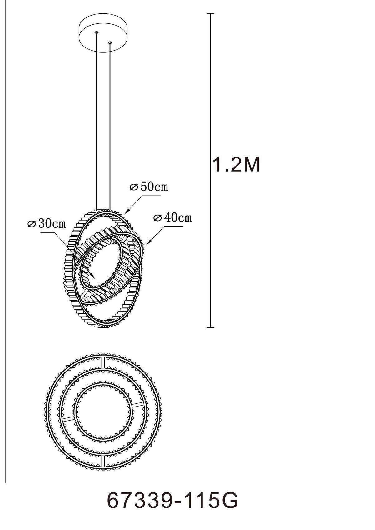LED-HÄNGELEUCHTE 50/40/120 cm    - Klar/Goldfarben, Design, Glas/Metall (50/40/120cm) - Globo