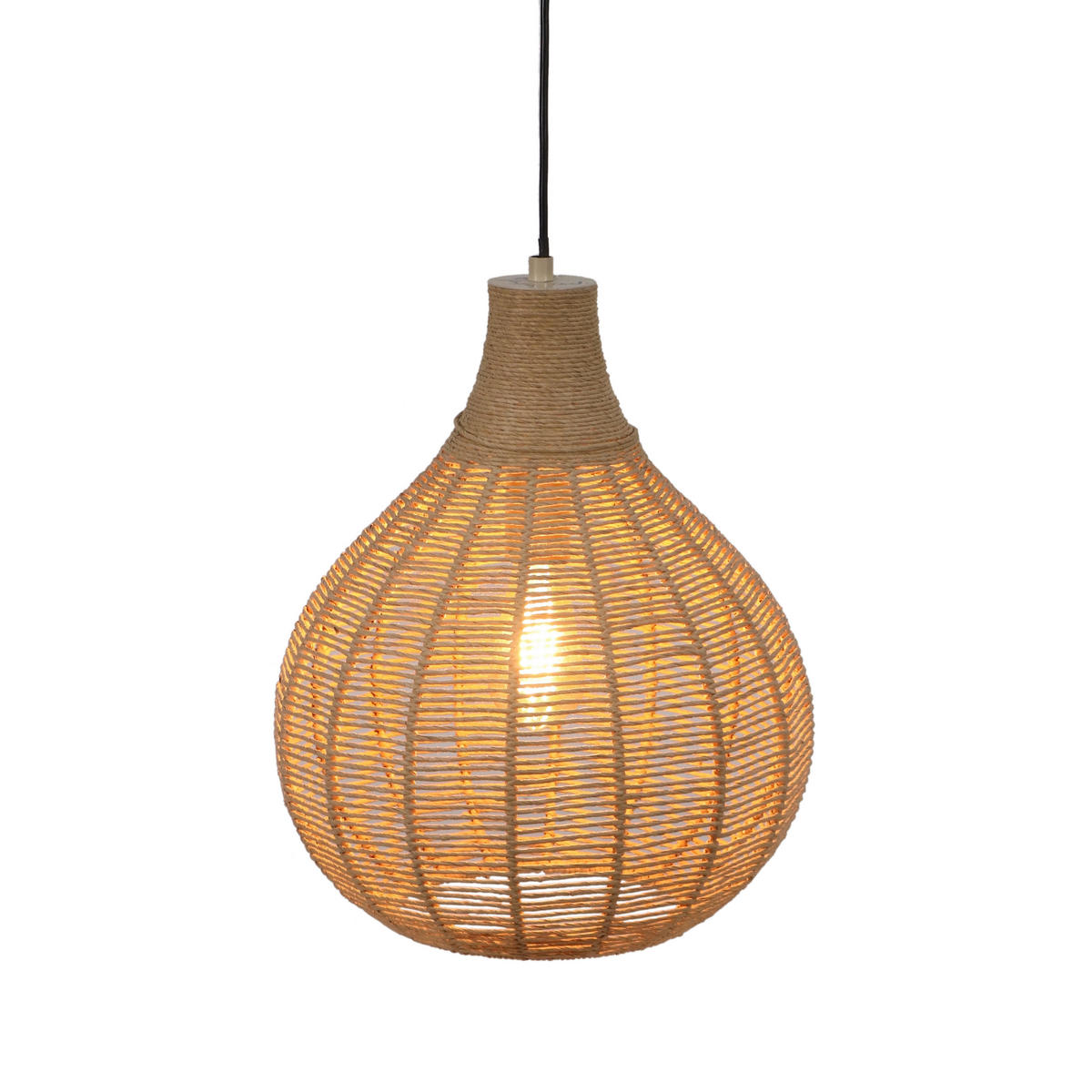 HÄNGELEUCHTE 34/177 cm   - Schwarz/Naturfarben, Natur, Naturmaterialien/Metall (34/177cm) - Trio Leuchten