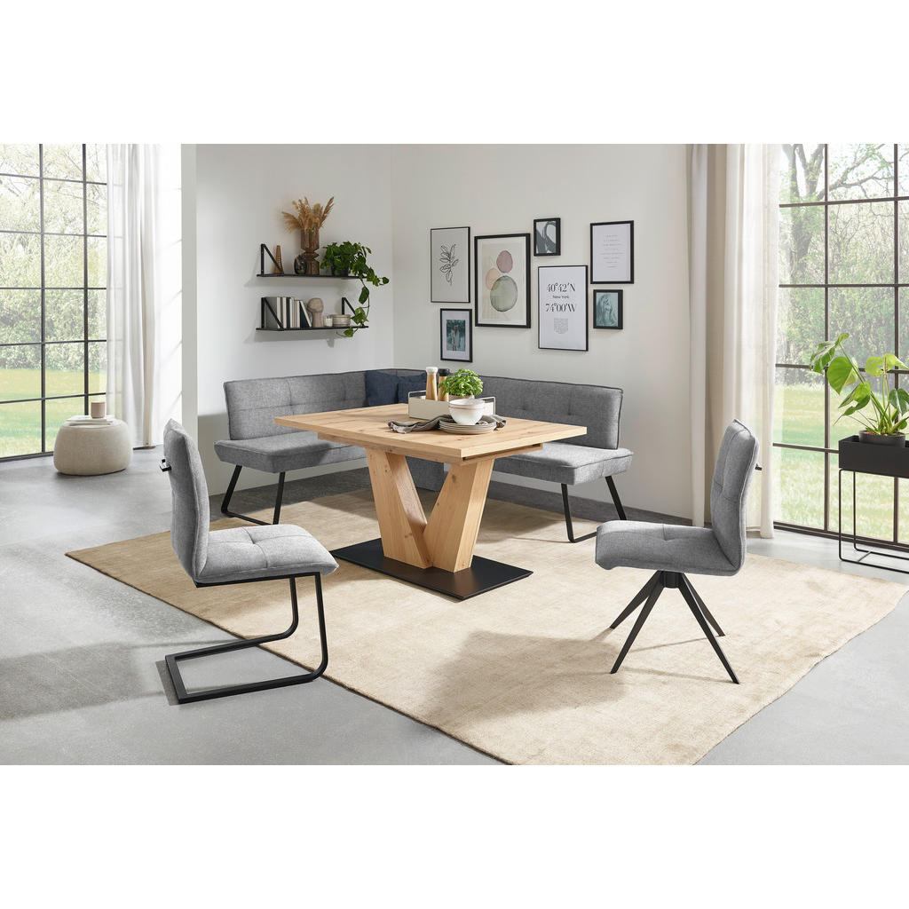 Thumbnail - Dieter Knoll Eckbank, Grau, Schwarz, Metall, Textil, L-Form, 192x157 cm, Emas, Fußauswahl, Lederauswahl, Stoffauswahl, T...