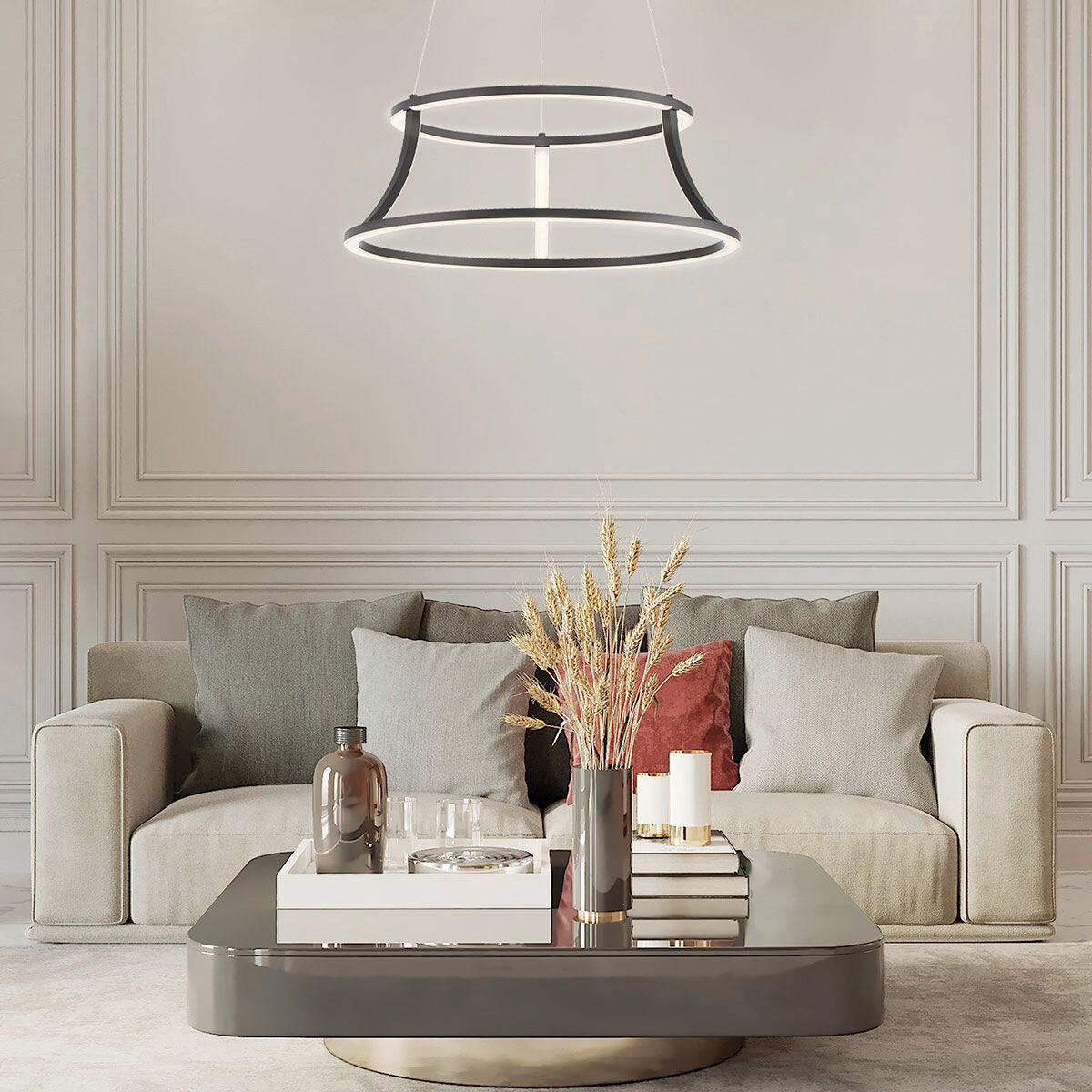 LED-HÄNGELEUCHTE 51/35/35 cm    - Schwarz, Design, Kunststoff/Metall (51/35/35cm) - Elstead Lighting