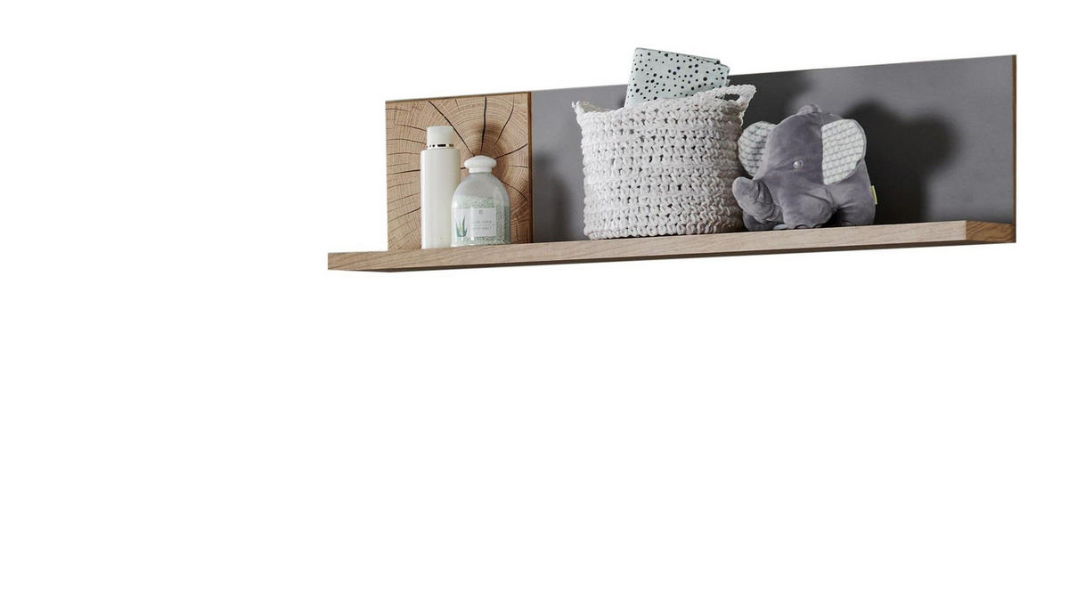 VÄGGHYLLA Flavo  - grå/ekfärgad, Trend, trämaterial (80/22/20cm) - Jimmylee