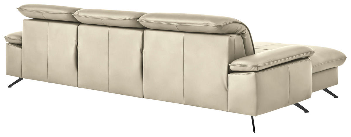 ECKSOFA  Echtleder Naturfarben  - Schwarz/Naturfarben, Design, Leder/Metall (169/307cm) - Beldomo Premium