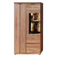 VITRINEfurniert, massiv Wildeiche, Kork Schwarz, Wildeiche  - Wildeiche/Schwarz, Natur, Glas/Holz (75/148/42cm) - Livetastic