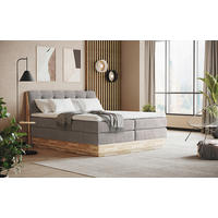 BOXSPRING-ÁGY 160/200 cm  világosszürke  - világosszürke/fekete, Natur, textil/fa (160/200cm)