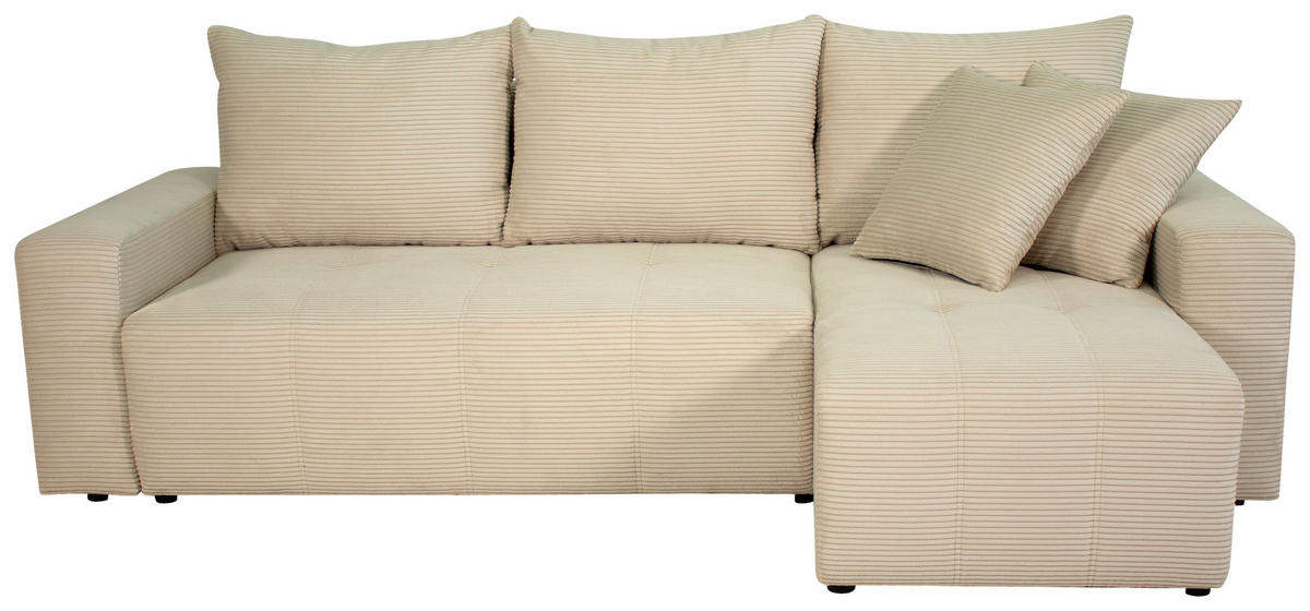 ECKSOFA in Cord Beige  - Beige/Schwarz, Design, Kunststoff/Textil (248/146cm) - MID.YOU