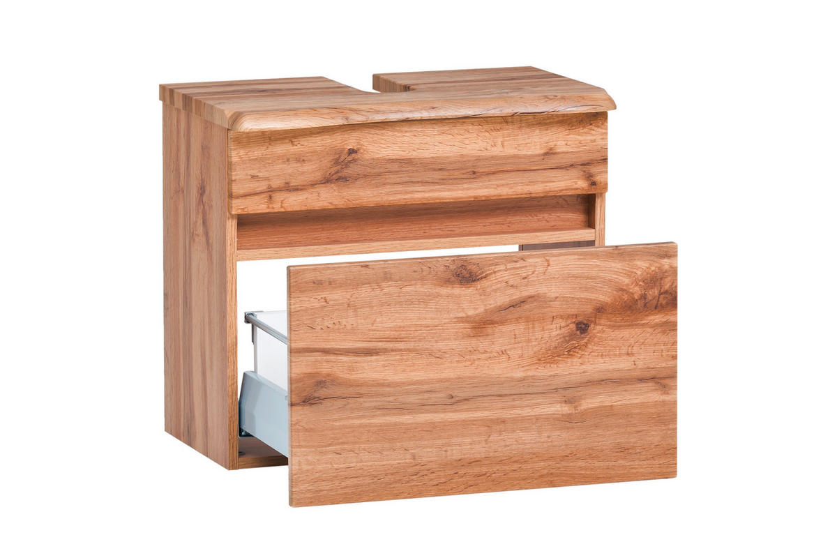 WASCHBECKENUNTERSCHRANK 61/55/40 cm  - Eiche Wotan/Silberfarben, Natur, Holzwerkstoff/Kunststoff (61/55/40cm) - Xora