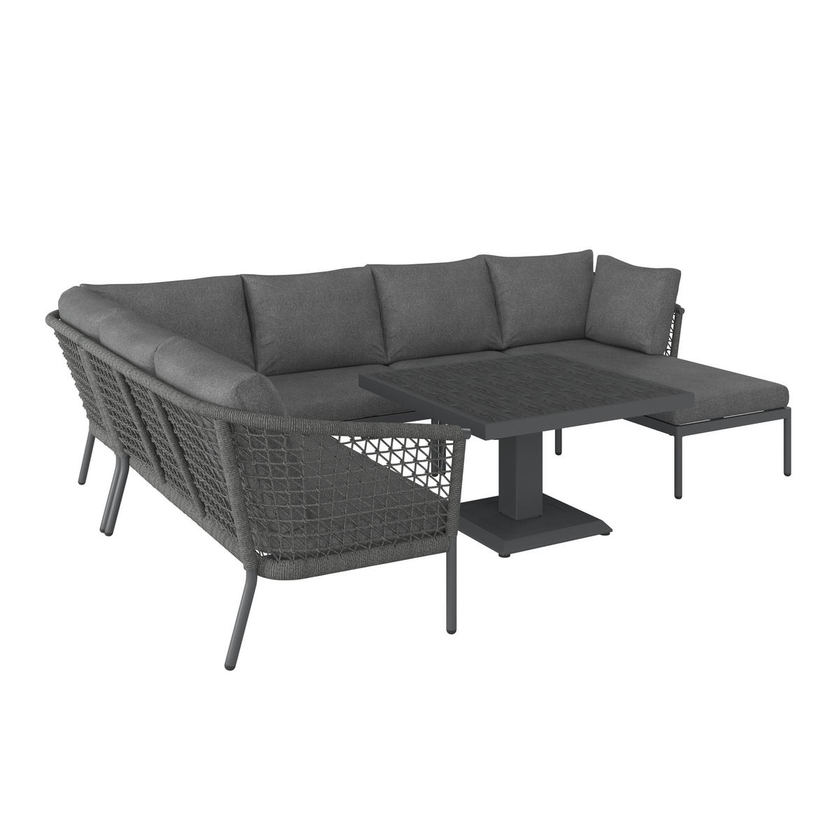 LOUNGEGARNITUR 5-teilig   Aluminium  - Dunkelgrau, Design, Kunststoff/Textil (237/194/226cm) - Ambia Garden