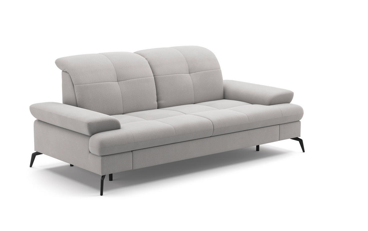 3-SITZER-SOFA in Flachgewebe Silberfarben  - Silberfarben/Schwarz, Konventionell, Textil/Metall (212/90/122cm) - Sit & More