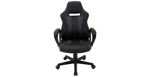 GAMINGSTUHL  in Lederlook, Netzbespannung Grau, Schwarz  - Schwarz/Grau, KONVENTIONELL, Kunststoff/Textil (63/112,5/66cm) - Xora