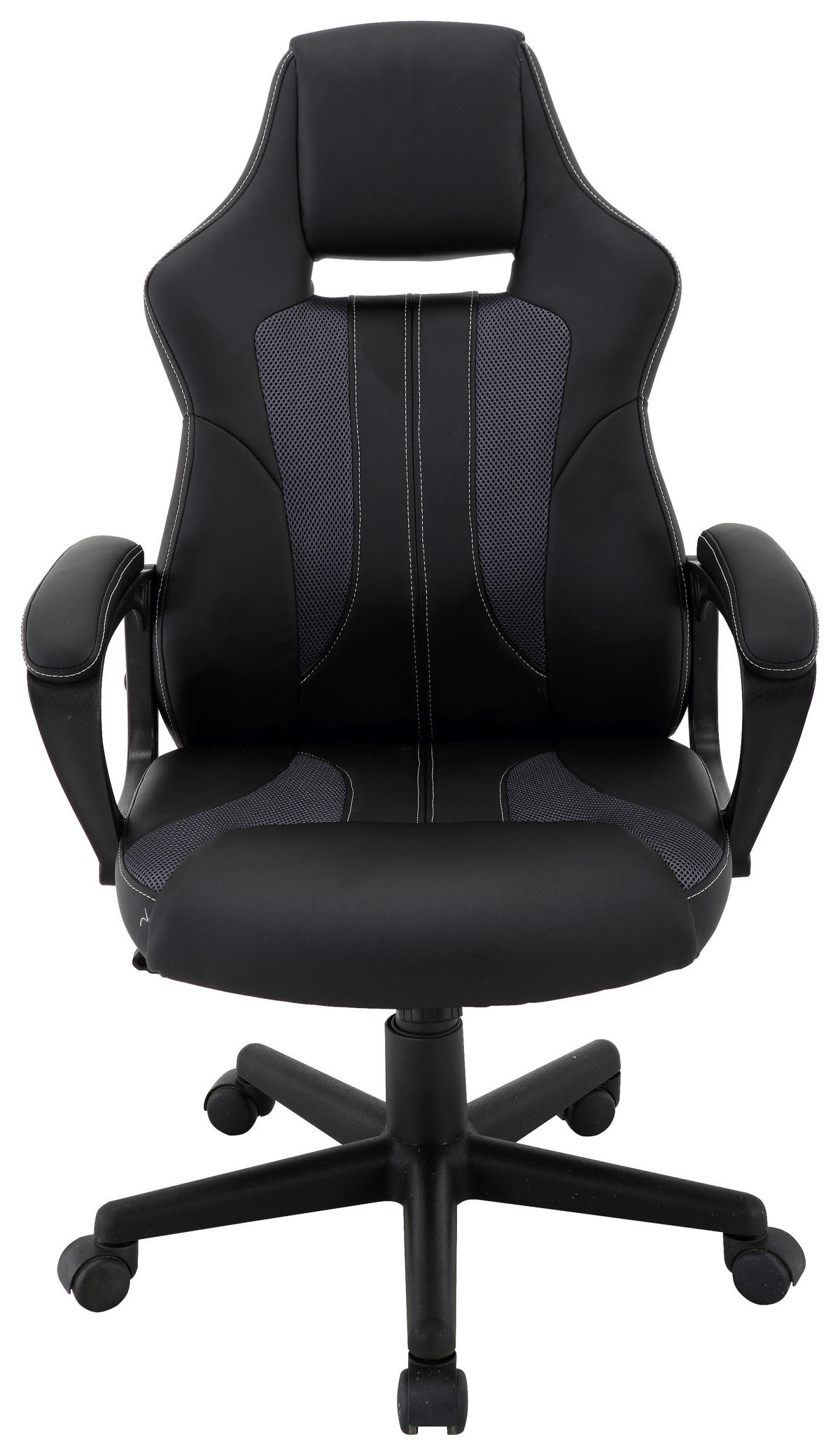 GAMINGSTOL  i läderimitation, nätklädsel grå, svart  - svart/grå, Klassisk, metall/textil (63/112,5/66cm) - Best Price