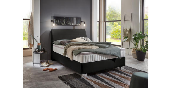 BOXSPRINGBETT 100/200 cm  in Schwarz  - Chromfarben/Schwarz, KONVENTIONELL, Kunststoff/Textil (100/200cm) - Hom`in