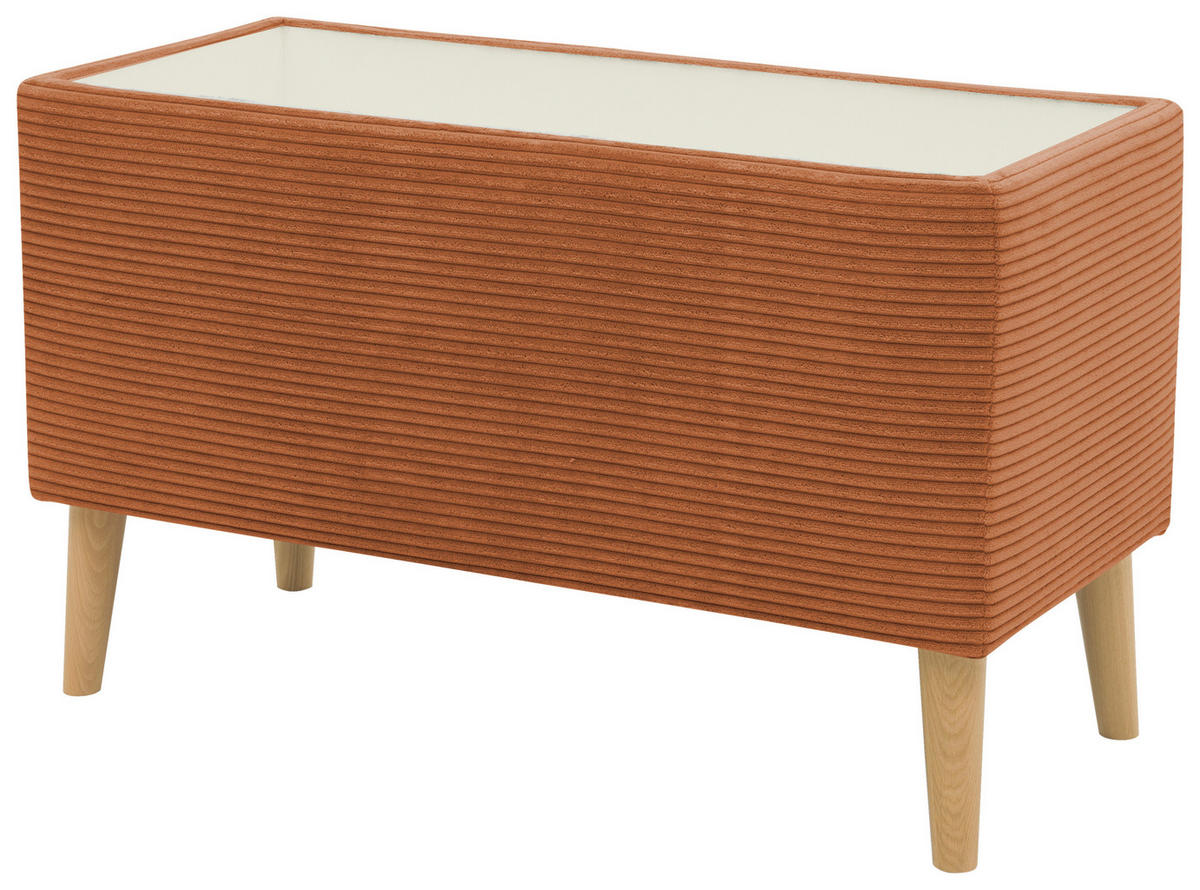 HOCKER 400 004  Cord Terracotta  - Terracotta/Naturfarben, Basics, Holz/Textil (91/58/41cm) - Livetastic