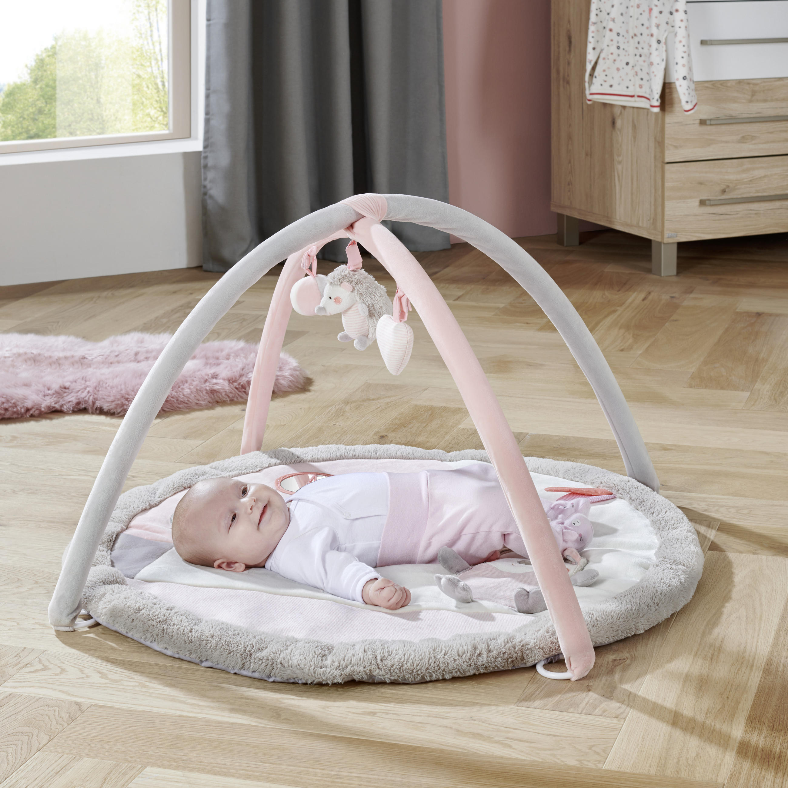 BABYGYM - grå/rosa, Basics, textil (85cm) - Patinio