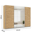 SCHWEBETÜRENSCHRANK  in Eiche Artisan  - Alufarben/Eiche Artisan, KONVENTIONELL, Glas/Holzwerkstoff (315/229/62cm) - Xora